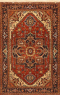 Indian Serapi Red Rectangle 3x4 ft Wool Carpet 29041