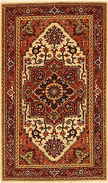 Indian Serapi Beige Rectangle 2x4 ft Wool Carpet 29052