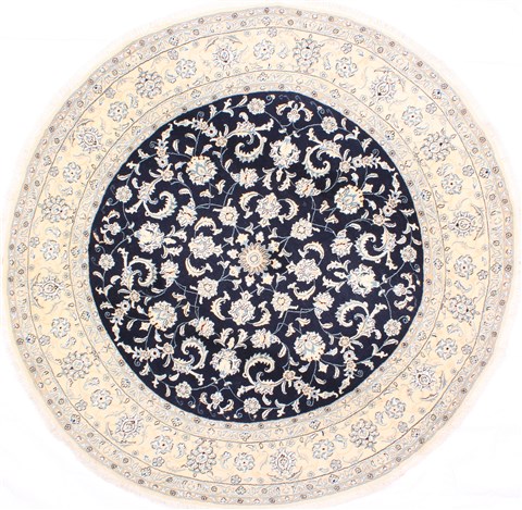 Nain Blue Round Hand Knotted 70 X 70 Area Rug 254-29092 Image 0