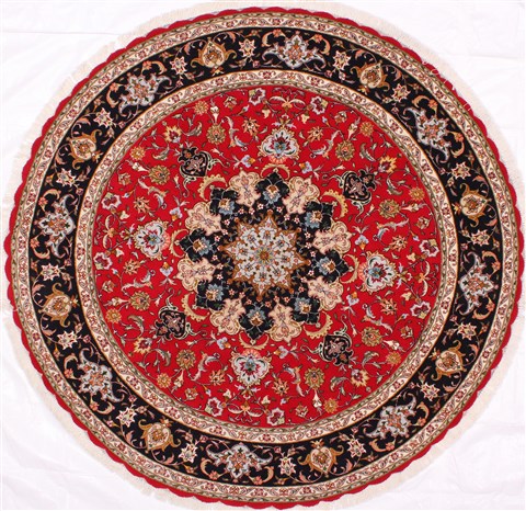 Tabriz Red Round Hand Knotted 67 X 67 Area Rug 254-29094 Image 0