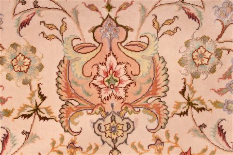 Tabriz Beige Round Hand Knotted 67 X 67  Area Rug 254-29095 Image 2