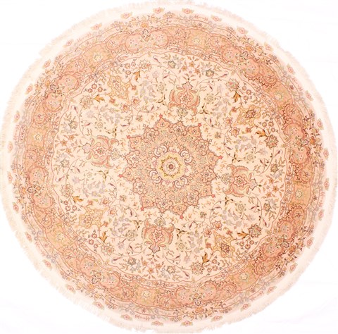 Tabriz Beige Round Hand Knotted 67 X 67  Area Rug 254-29095 Image 0
