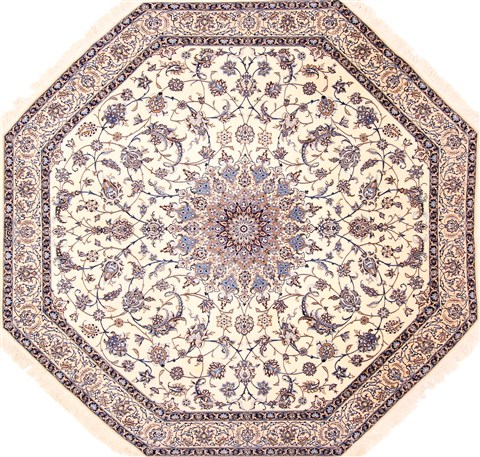 Nain Beige Octagon Hand Knotted 70 X 75 Area Rug 254-29098 Image 0