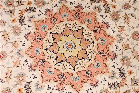 Tabriz Beige Round Hand Knotted 69 X 69 Area Rug 254-29099 Image 5