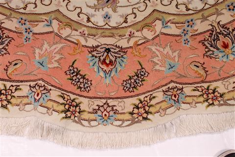 Tabriz Beige Round Hand Knotted 69 X 69 Area Rug 254-29099 Image 6