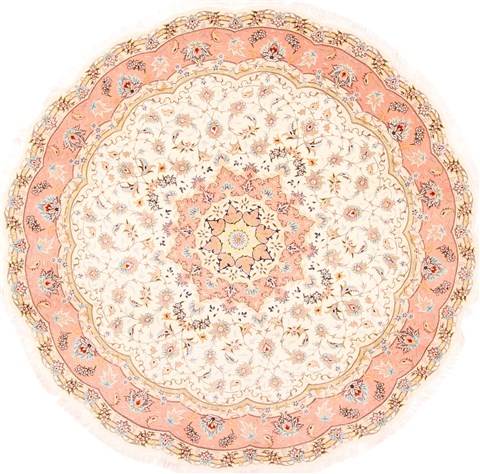 Tabriz Beige Round Hand Knotted 69 X 69 Area Rug 254-29099 Image 0