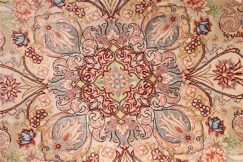 Tabriz Beige Round Hand Knotted 69 X 69 Area Rug 254-29100 Image 1