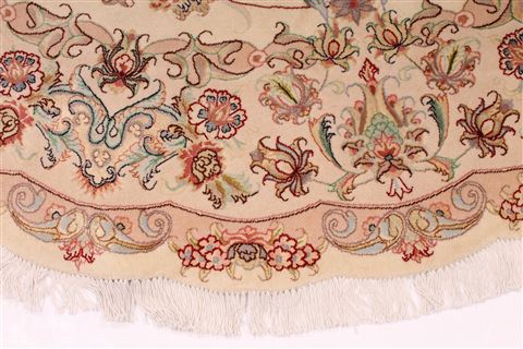 Tabriz Beige Round Hand Knotted 69 X 69 Area Rug 254-29100 Image 2