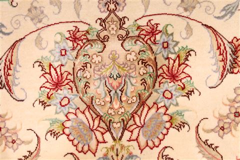 Tabriz Beige Round Hand Knotted 69 X 69 Area Rug 254-29100 Image 7