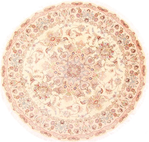 Tabriz Beige Round Hand Knotted 69 X 69 Area Rug 254-29100 Image 0