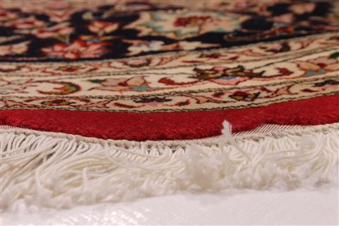 Tabriz Beige Round Hand Knotted 82 X 82 Area Rug 254-29101 Image 1