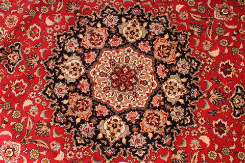 Tabriz Beige Round Hand Knotted 82 X 82 Area Rug 254-29101 Image 2