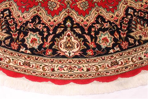 Tabriz Beige Round Hand Knotted 82 X 82 Area Rug 254-29101 Image 3