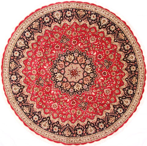 Tabriz Beige Round Hand Knotted 82 X 82 Area Rug 254-29101 Image 0