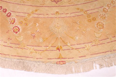 Tabriz Beige Round Hand Knotted 100 X 100 Area Rug 254-29105 Image 1