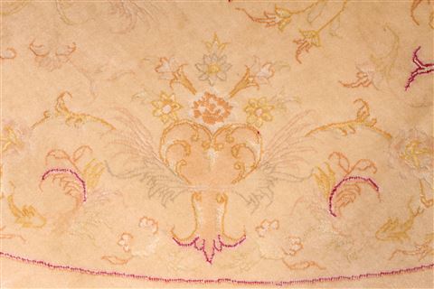 Tabriz Beige Round Hand Knotted 100 X 100 Area Rug 254-29105 Image 7