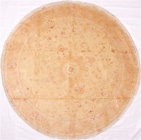 Tabriz Beige Round Hand Knotted 100 X 100 Area Rug 254-29105 Image 0