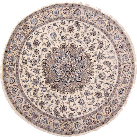 Nain Blue Round Hand Knotted 100 X 100 Area Rug 254-29106 Image 0