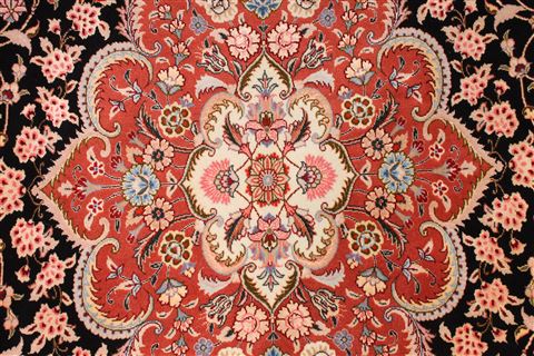 Tabriz Black Oval Hand Knotted 65 X 710 Area Rug 254-29111 Image 1