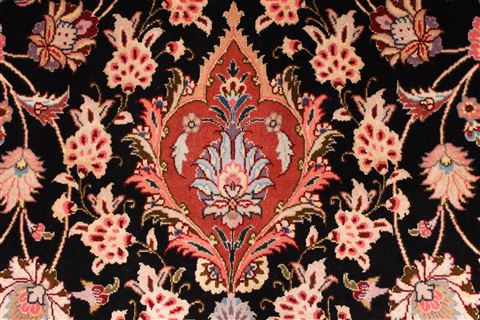 Tabriz Black Oval Hand Knotted 65 X 710 Area Rug 254-29111 Image 3