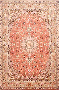 Persian Tabriz Beige Rectangle 7x10 ft Wool Carpet 29114