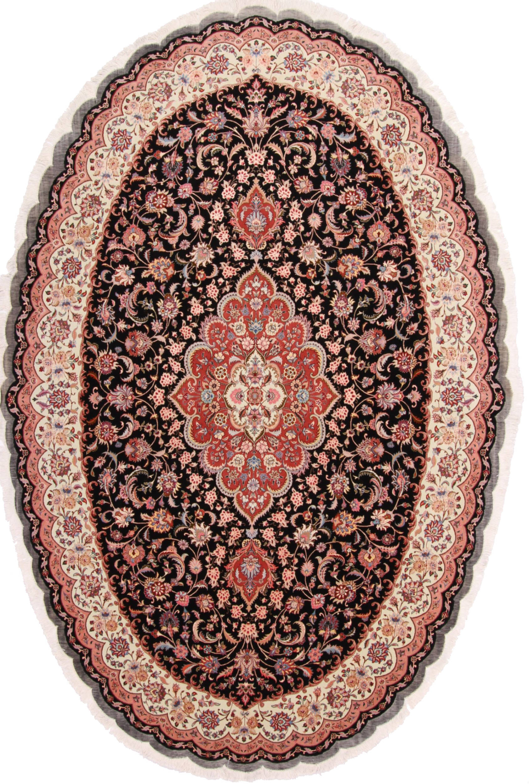 Persian Tabriz Blue Oval 7x9 ft Wool Carpet 29125