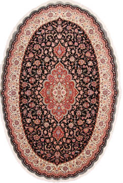 Tabriz Blue Oval Hand Knotted 6'5" X 9'9"  Area Rug 254-29125