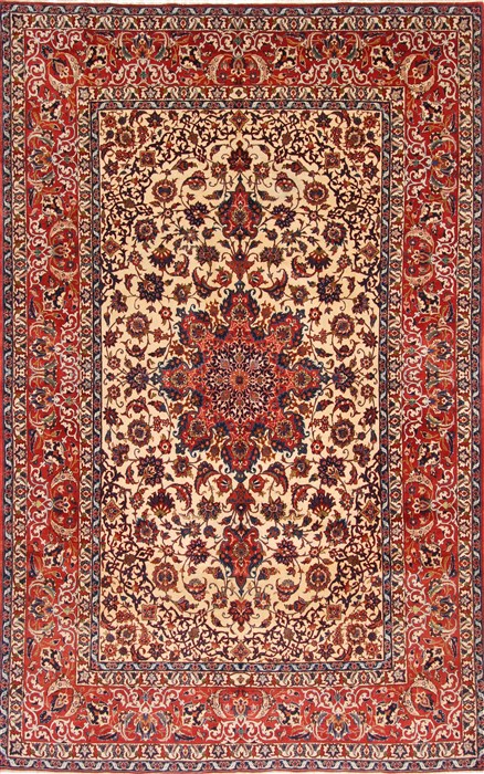 Isfahan Beige Hand Knotted 610 X 109 Area Rug 254-29135 Image 0