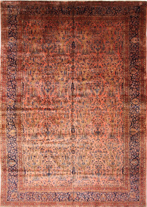 Kashan Blue Hand Knotted 107 X 159 Area Rug 254-29140 Image 0