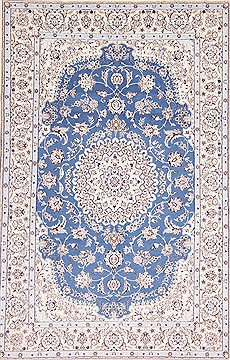Persian Nain Beige Rectangle 7x10 ft Wool Carpet 29143