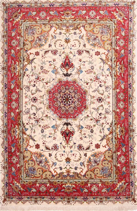 Tabriz Red Hand Knotted 66 X 100 Area Rug 254-29152 Image 0