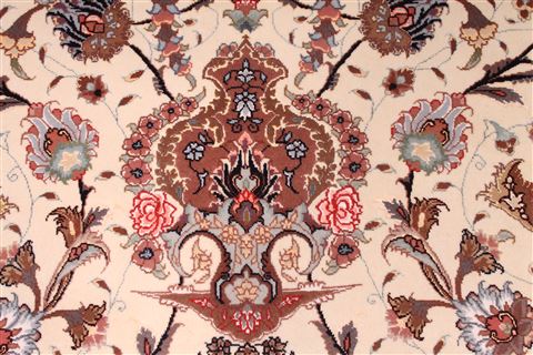 Tabriz Beige Hand Knotted 68 X 101 Area Rug 254-29160 Image 1