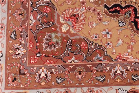 Tabriz Beige Hand Knotted 68 X 101 Area Rug 254-29160 Image 8