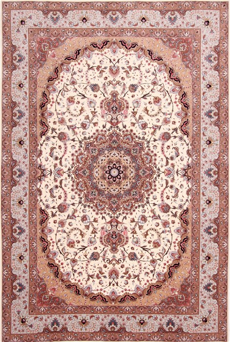 Tabriz Beige Hand Knotted 68 X 101 Area Rug 254-29160 Image 0
