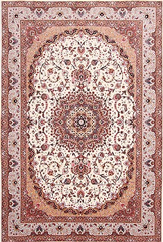 Persian Tabriz Beige Rectangle 7x10 ft Wool Carpet 29160