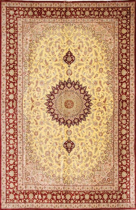 Qum Red Hand Knotted 67 X 100 Area Rug 254-29161 Image 0