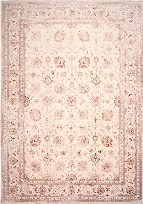 Tabriz Beige Hand Knotted 118 X 168 Area Rug 254-29165 Image 0