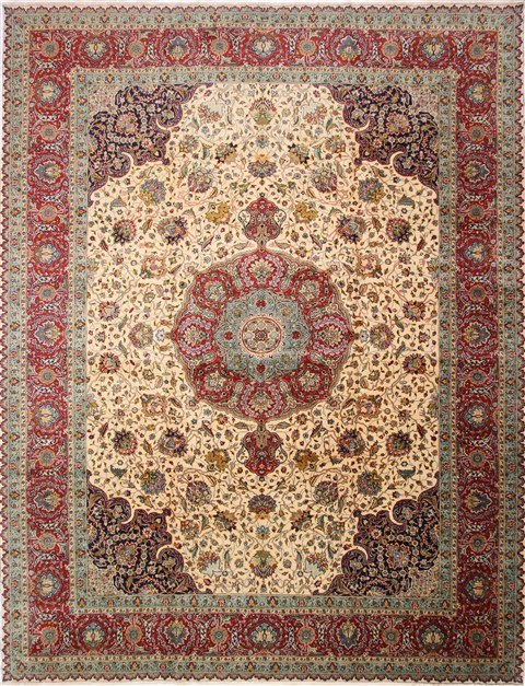 Tabriz Blue Hand Knotted 118 X 150 Area Rug 254-29167 Image 0