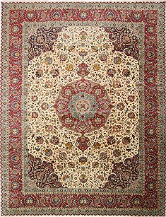 Persian Tabriz Blue Rectangle 12x15 ft Wool Carpet 29167
