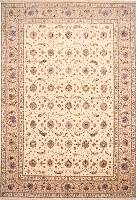 Tabriz Beige Hand Knotted 116 X 168 Area Rug 254-29173 Image 0