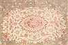 Tabriz Beige Oval Hand Knotted 910 X 131  Area Rug 254-29177 Thumb 2