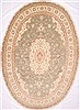 Tabriz Beige Oval Hand Knotted 910 X 131  Area Rug 254-29177 Thumb 0