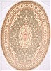 Tabriz Beige Oval Hand Knotted 910 X 131 Area Rug 254-29177 Thumb 0