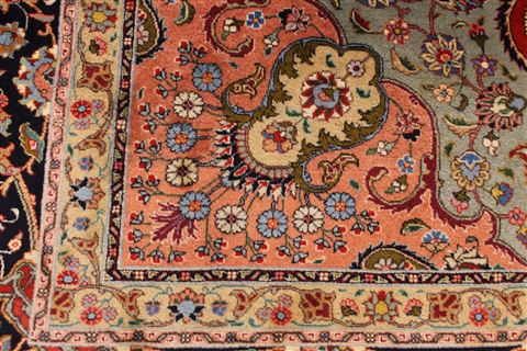 Tabriz Green Hand Knotted 910 X 122 Area Rug 254-29178 Image 1