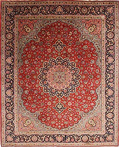 Persian Tabriz Green Rectangle 10x12 ft Wool Carpet 29178