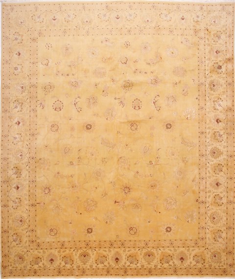 Tabriz Beige Square Hand Knotted 96 X 113 Area Rug 254-29183 Image 0