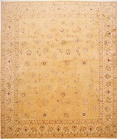 Tabriz Beige Square Hand Knotted 9'6" X 11'3"  Area Rug 254-29183