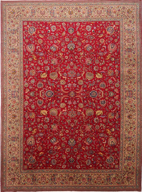 Tabriz Red Hand Knotted 910 X 132 Area Rug 254-29186 Image 0