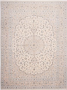 Persian Nain White Rectangle 10x13 ft Wool Carpet 29193