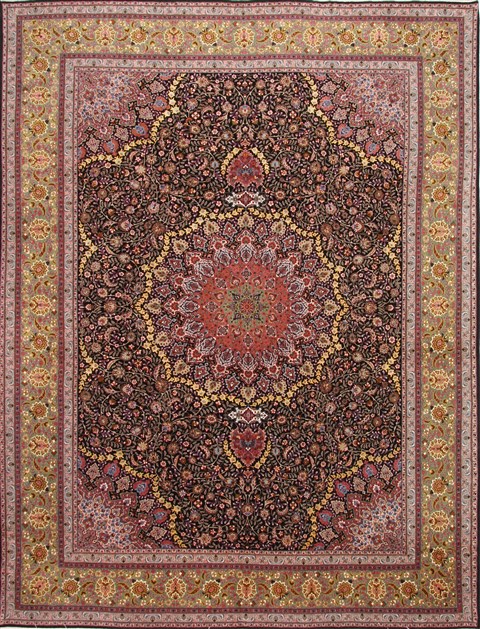 Tabriz Beige Hand Knotted 97 X 129  Area Rug 254-29194 Image 0